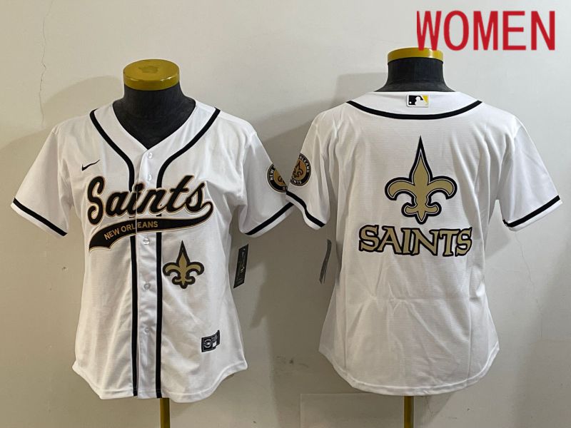 Women New Orleans Saints Blank White Joint Name 2024 Nike Limited NFL Jersey style 4